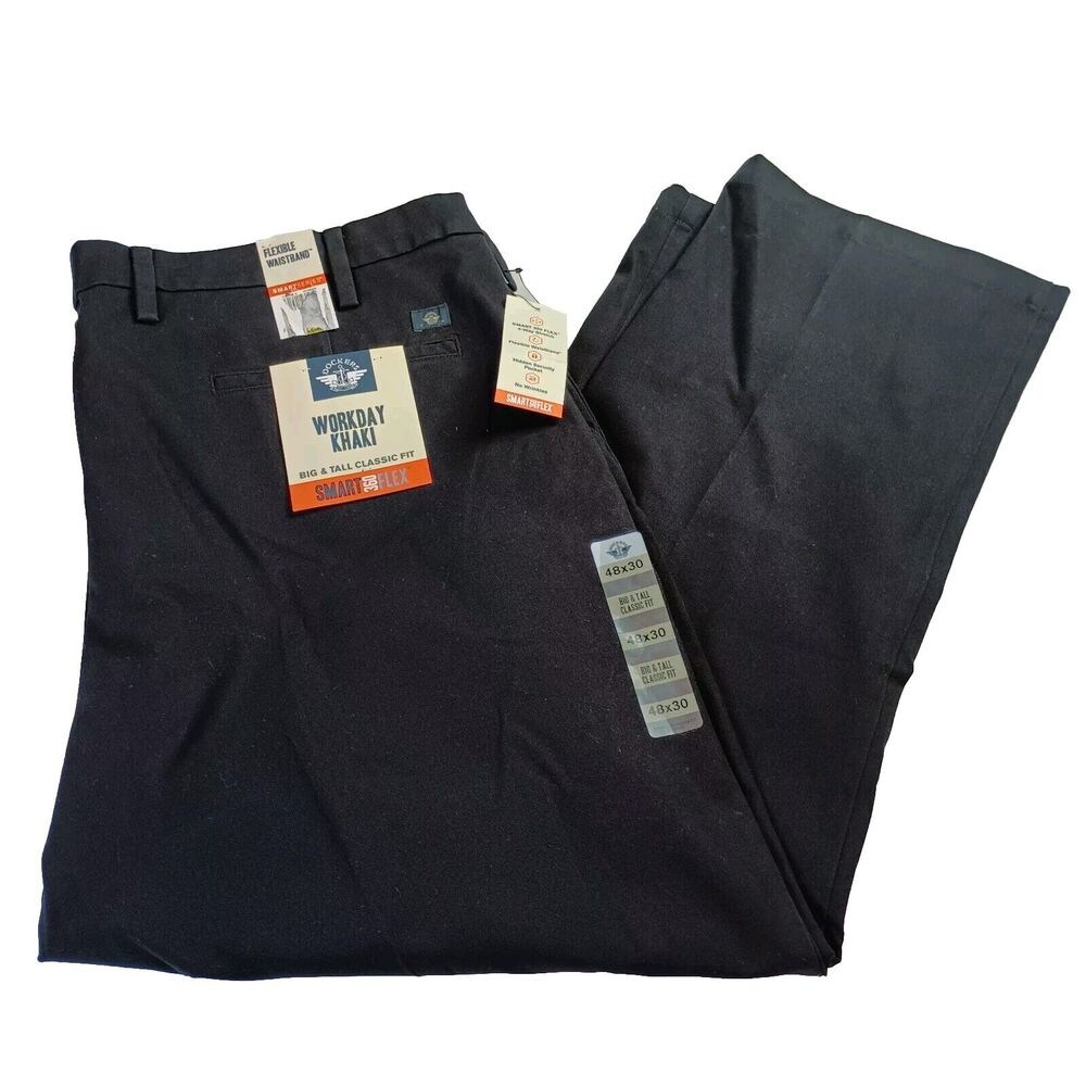 Dockers Workday Khakis Men's‎ 48x30 Black Smart 360 Flex Straight Fit Flex Waist